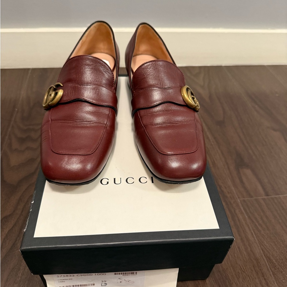 Gucci Women’s Deep Red Leather Loafers